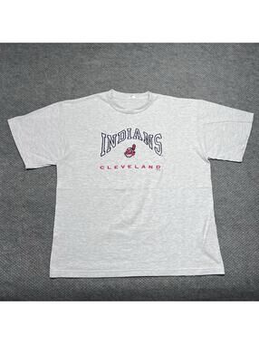 Vintage 90S Cleveland Guardians Baseball T-Shirt XXL Embroidered RARE MENS GREY
